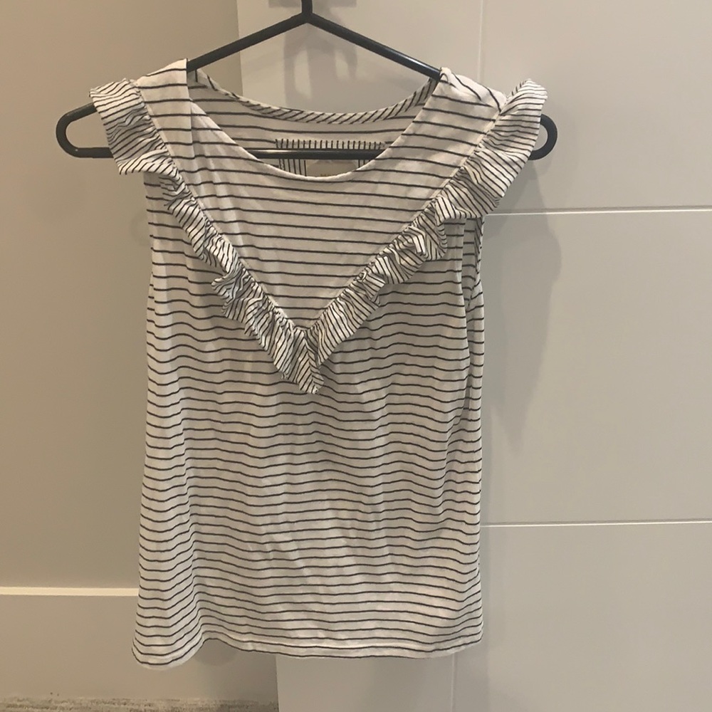 Striped ruffle tank by Maeve by Anthropologie